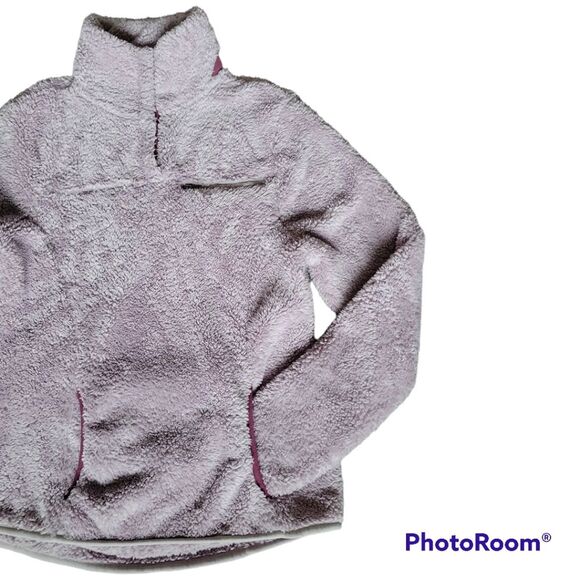 Eddie Bauer Purple Teddy Bear Fuzzy PopOver Jacket - S - Picture 2 of 10